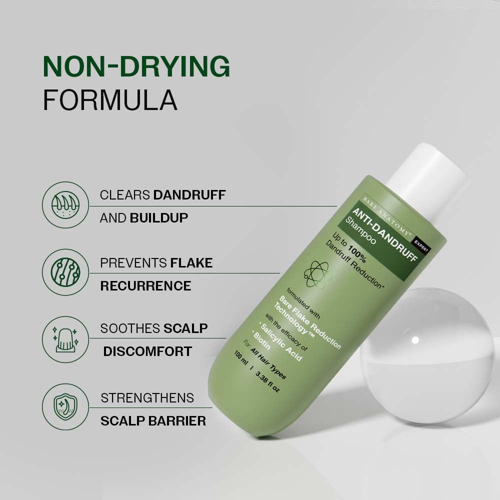 Bare Anatomy Anti-Dandruff Shampoo | Up To 100% Dandruff Reduction | 100 ml