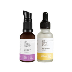 Deconstruct 0.2% Retinol + 10% Niacinamide Face Serum Combo | With Peptide & Alpha Arbutin | Reduces Fine Lines, Dark Spots & Acne Marks | For Men & Women | Beginner Friendly | 30ml each | Pack of 2