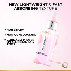L'Oreal Paris Glycolic Bright 8% [Melasyl + Niacinamide] Face Serum for Brightening Dark Spots 30ml