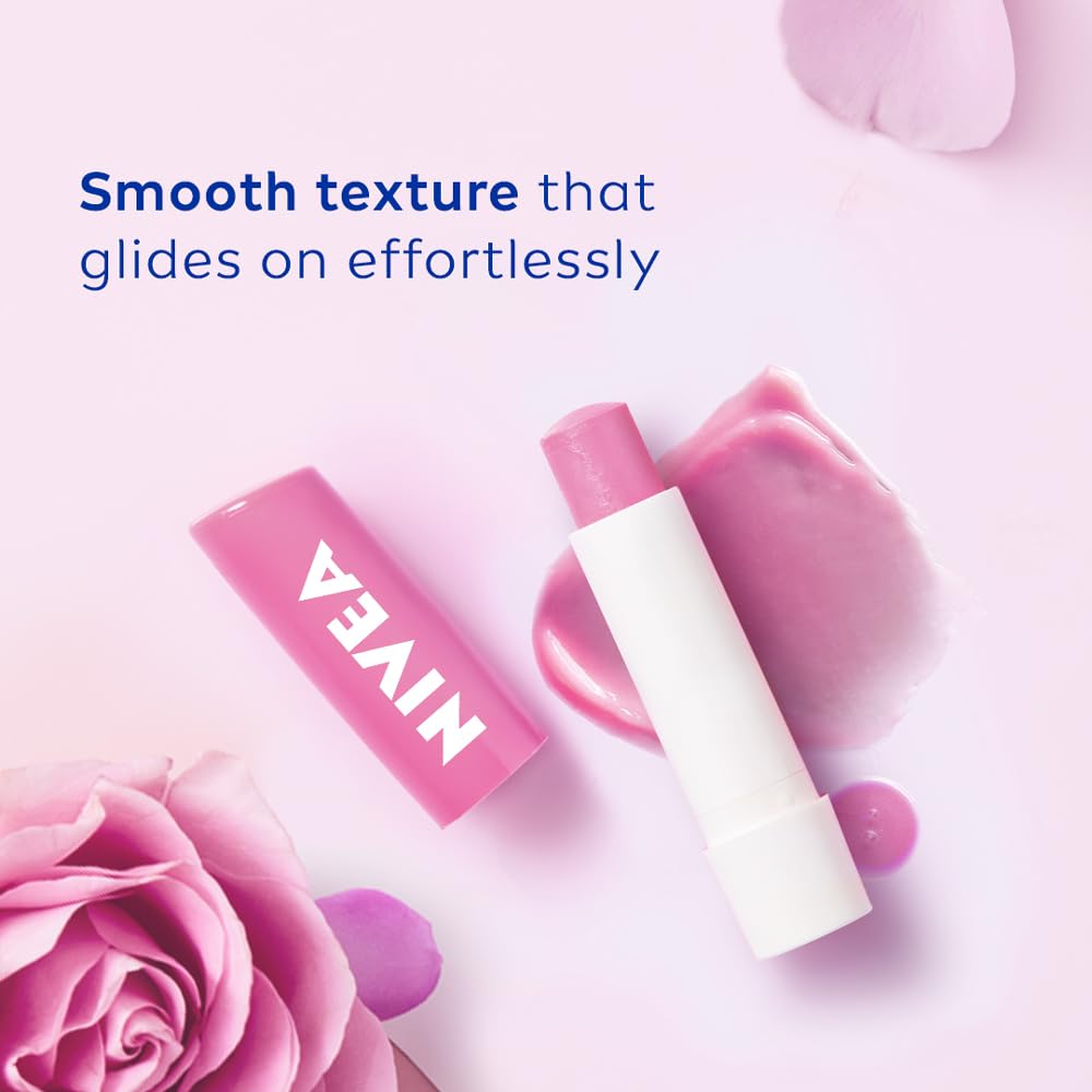NIVEA Soft Rose Shine 4.8g Lip Balm | 24H Melt in Moisture Formula | Natural Oils | Glossy Finish,4.8 g (Pack of 1)