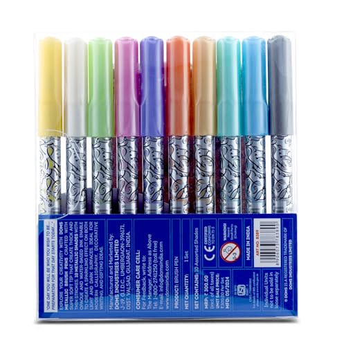 DOMS Metallist Series Metallic Brush Pen (10 Assorted Shades)