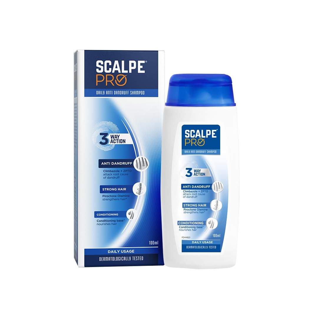 Scalpe Pro Daily Anti-Dandruff Shampoo | Removes Dandruff from Source | Prevents Itching & Irritation | Scalpe Science | Climbazole Formulation | Dermatologically Tested | For Women & Men | 100ml
