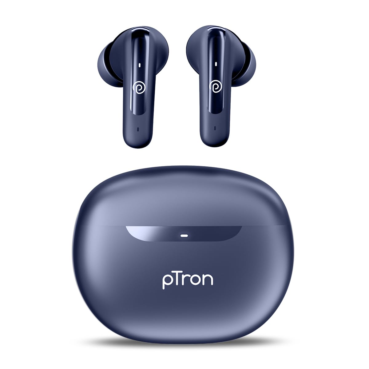 pTron Bassbuds Astra in-Ear TWS Earbuds w/Stereo Sound, 50Hrs Playtime, Stereo Calls, Custom EQ, Mobile App, BTv5.3 Headphones, Touch Control, Voice Assistant, Type C Charging & IPX4 (Navy Blue)