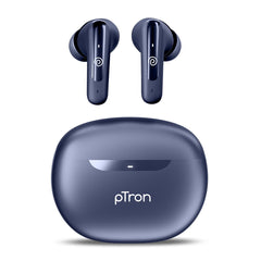 pTron Bassbuds Astra in-Ear TWS Earbuds w/Stereo Sound, 50Hrs Playtime, Stereo Calls, Custom EQ, Mobile App, BTv5.3 Headphones, Touch Control, Voice Assistant, Type C Charging & IPX4 (Navy Blue)