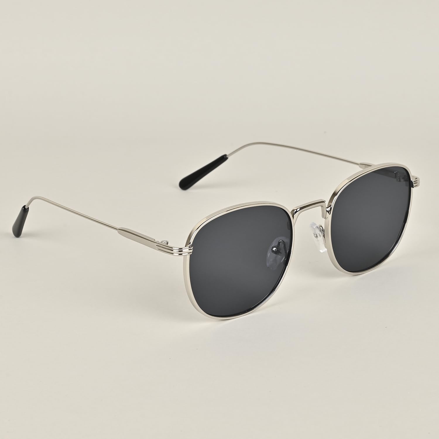 Voyage Round Non-Polarized Sunglasses for Men & Women (2036MG2977, 58, Black & Silver)-Pack of 1