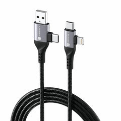 Portronics Konnect 4 IN 1 Unbreakable Nylon Braided Multi Functional Fast Charging Cable with Fast Data Transfer,For All Type C Android Smartphone & Lighting Device etc. - Wireless Accessory from Portronics - Shop in Sri Lanka at Arcade.lk