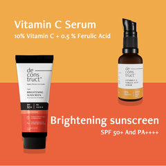 Deconstruct Brightening Protect Duo|10% Vitamin C Face Serum (30 Ml) + Brightening Sunscreen (50 G)|Get Glowing Skin With Sun|Spf 50+|No White Cast, Non Irritating & Quick Absorbing|Pack Of 2