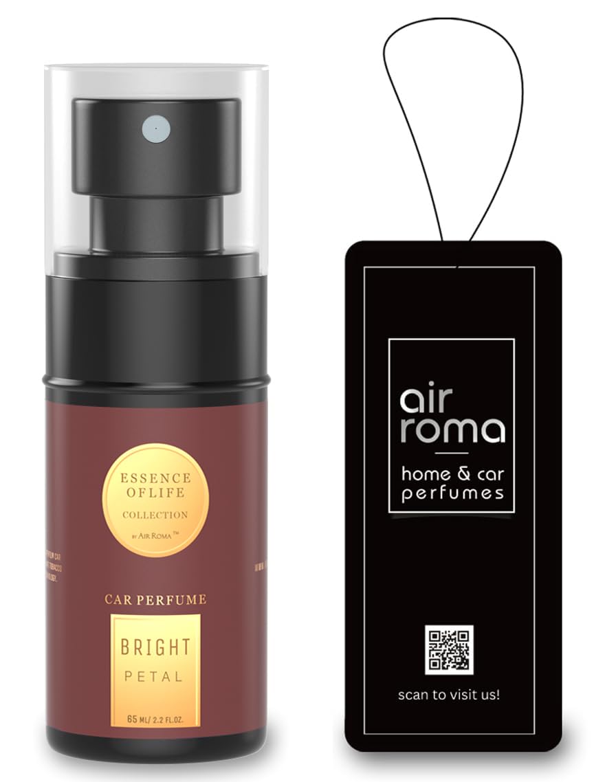 AIR-ROMA Bright Rose Petal Premium Car Perfume (60 ml) | Car Accessory Interior Fabric Spray | Anti Tobacco Anti-odor Technology | Long-lasting Air Freshener Scent | Fine Fragrance Car Air Freshener