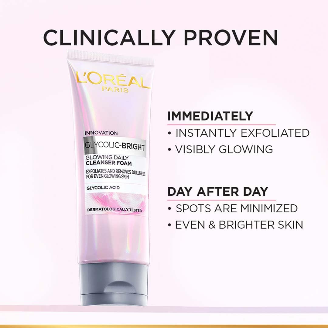 L'Oréal Paris Glycolic Bright Daily Foaming Face Cleanser, 100ml
