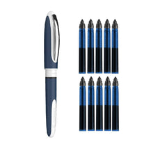 Schneider One Change Refillable Black Roller Ball Pen and Refills/Cartridges - 10