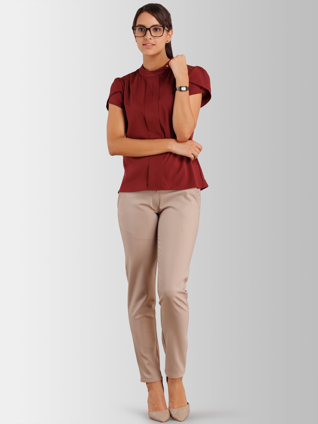 FableStreet Women Maroon Solid Top