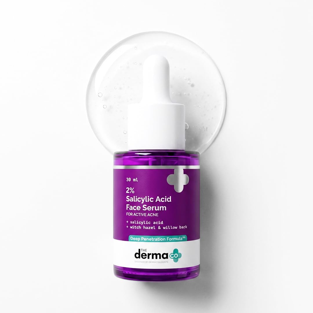 The Derma Co 2% Salicylic Acid Face Serum | Reduces acne & blackheads | Tightens pores | Exfoliates & soothes inflammation | 30 ml