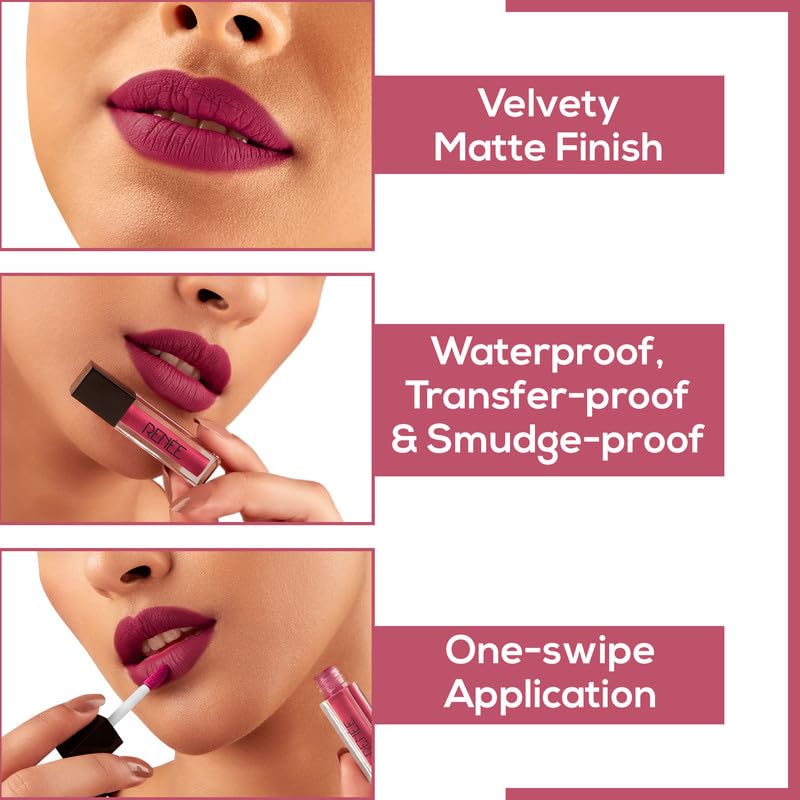 RENEE Stay Forever Matte Liquid Lipstick Combo - Transfer-Proof, Smudge-Proof, Long Lasting, Infused with Vitamin E & Jojoba Oil - , Travel Pack of 10 - Beauty from RENEE - Shop in Sri Lanka at Arcade.lk