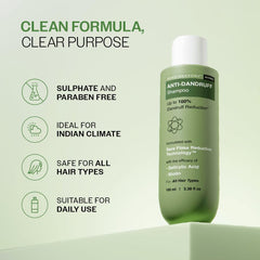 Bare Anatomy Anti Dandruff | Reduces Up To 100% Strengthens Hair|Derma Approved Shampoo With Salicylic Acid & Biotin|Helps Remove Flakes And Itching| Shampoo For All Hair Types|For Women And Men|100Ml