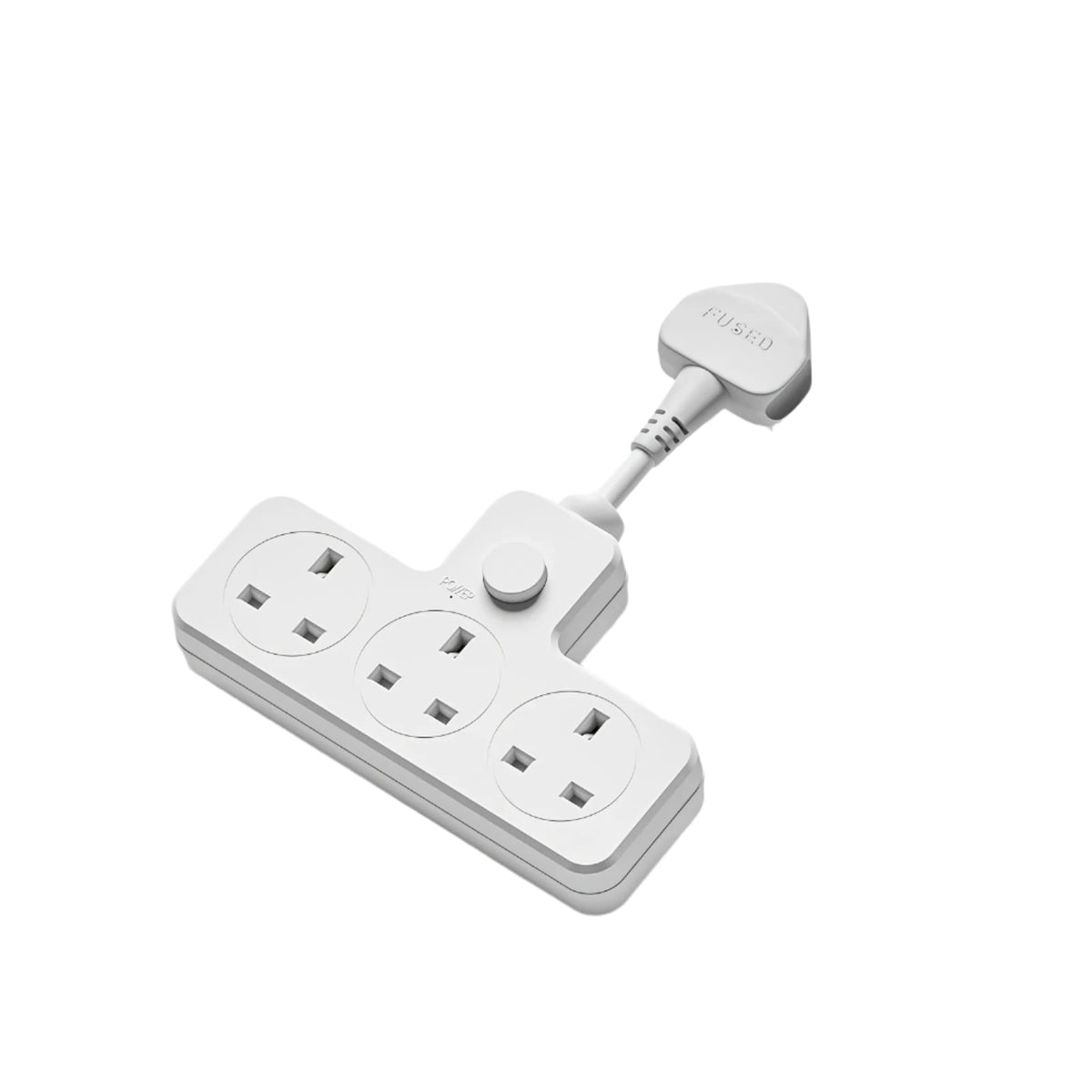 Lipwel 3-in-1 Power Strip with On/Off Switch, 13A 3120W, Compact & Lightweight Design, Swingable Soft Cable, Ideal for Kitchen, Living Room & Business Travel, White
