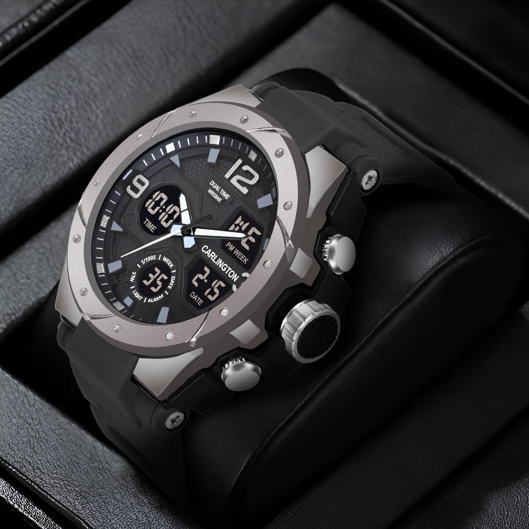Carlington Resin Endurance Analog-Digital Sports Watch For Men And Boys - Ct 9105 Black