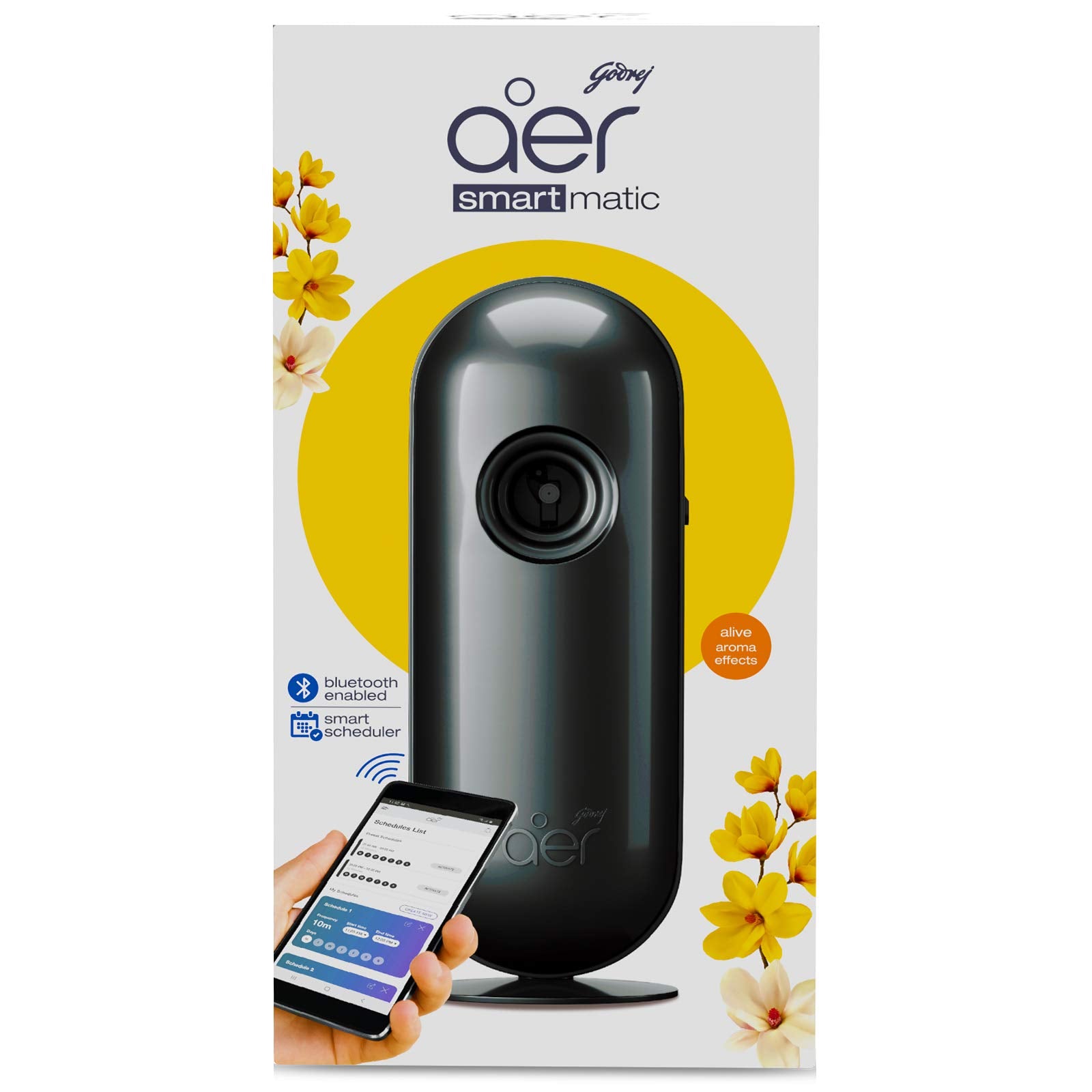 Godrej aer Smart Matic Kit (Machine + 1 Refill) - BLUETOOTH ENABLED - Automatic Room Fresheners | Alive | 2000 Sprays Guaranteed | Lasts up to 60 days (225ml)