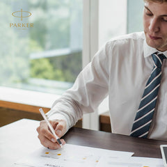 Parker Folio Stainless Steel Chrome Trim Fountain Pen With 1 Ink Cartridge Free | Corporate Gift | Ideal For Professional Use