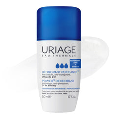 Uriage Power3 Antiperspirant Deodorant Roll-On - 24H Sweat & Odor Efficacy - Dry Touch - No White Marks - No Yellow Stains - Fresh Unisexe Scent - Long-Lasting formula - Alcohol-Free - Hypoallergenic