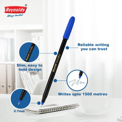 Reynolds AEROSLIM Ball Pen SET - 25 BLUE PENS WITH COMFORTABLE GRIP |BLUE BALL PENS FOR WRITING | PEN FOR STUDENTS & OFFICE STATIONERY | 0.7 mm TIP SIZE - Office Product from Reynolds - Shop in Sri Lanka at Arcade.lk