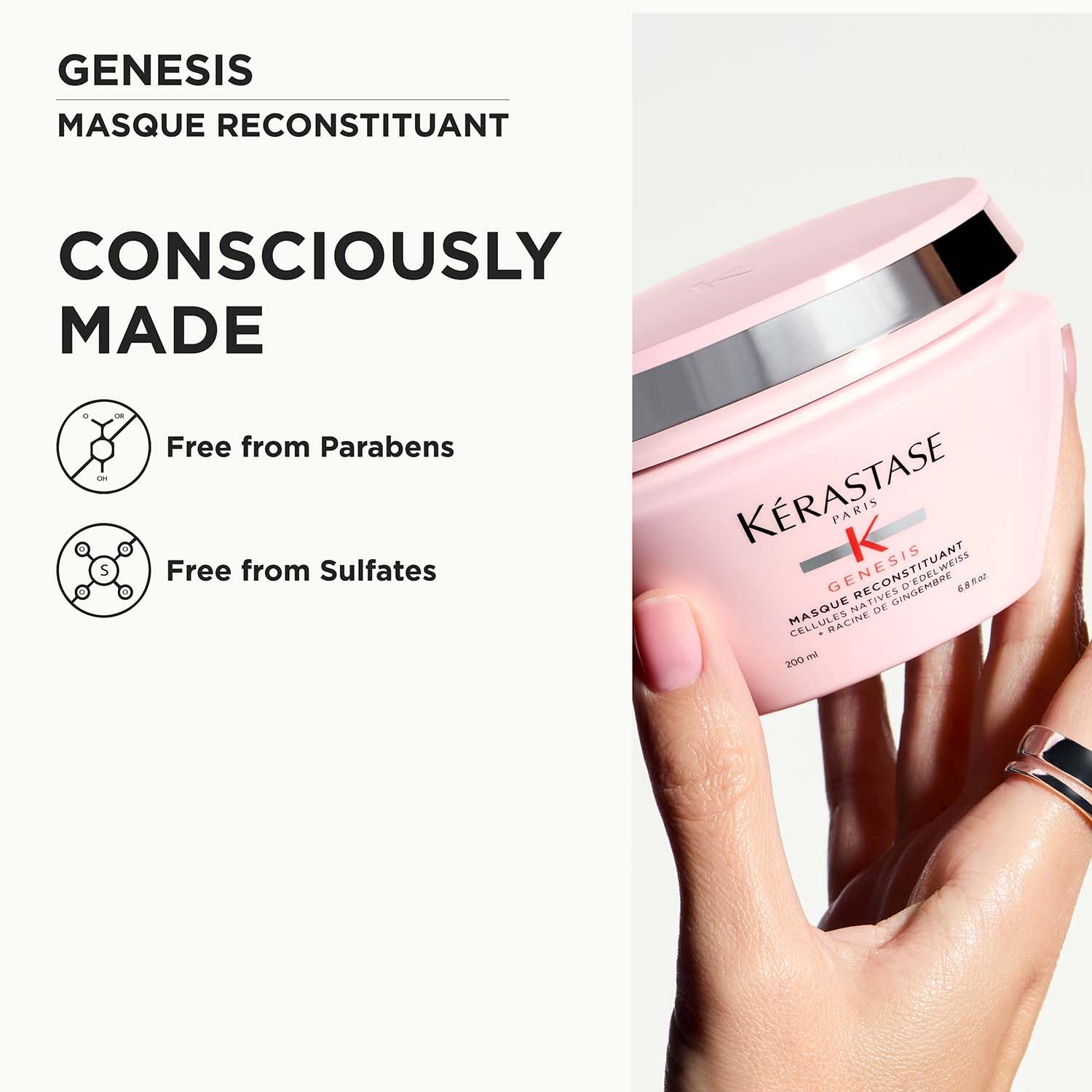 Kérastase Genesis Reconstituant Hair Mask for Hair Fall Control 200ml | Anti-Hair Fall Hair Mask | Infused with Ginger Root, Edelweiss Native Cells & Arginine