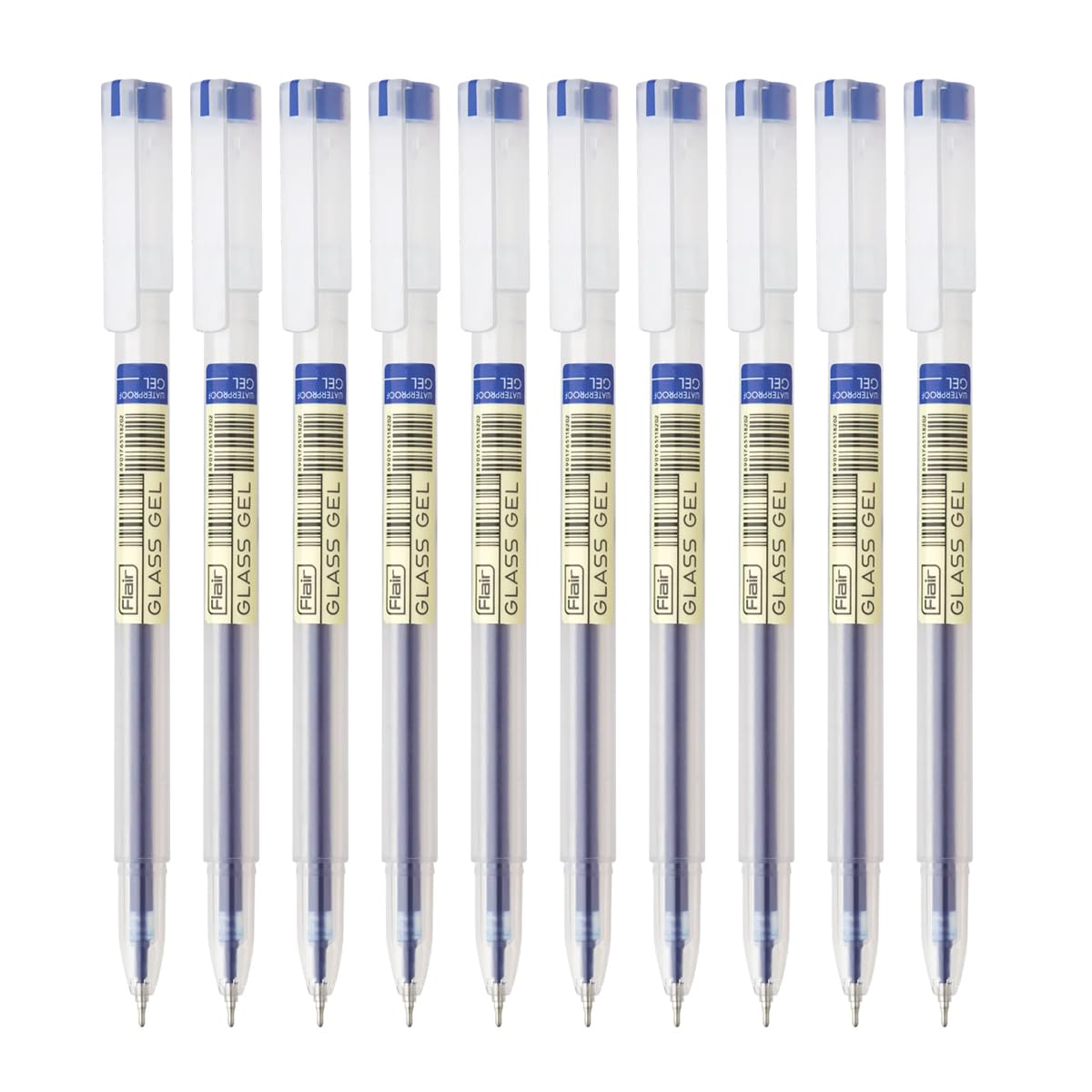 FLAIR Glass Gel Pen Wallet Pack | Tip Size 0.6 mm | Water Proof Ink For Smooth Flow System | Low-Viscosity Ink For Smudge Free Writing | Blue Ink, Pack Of 20