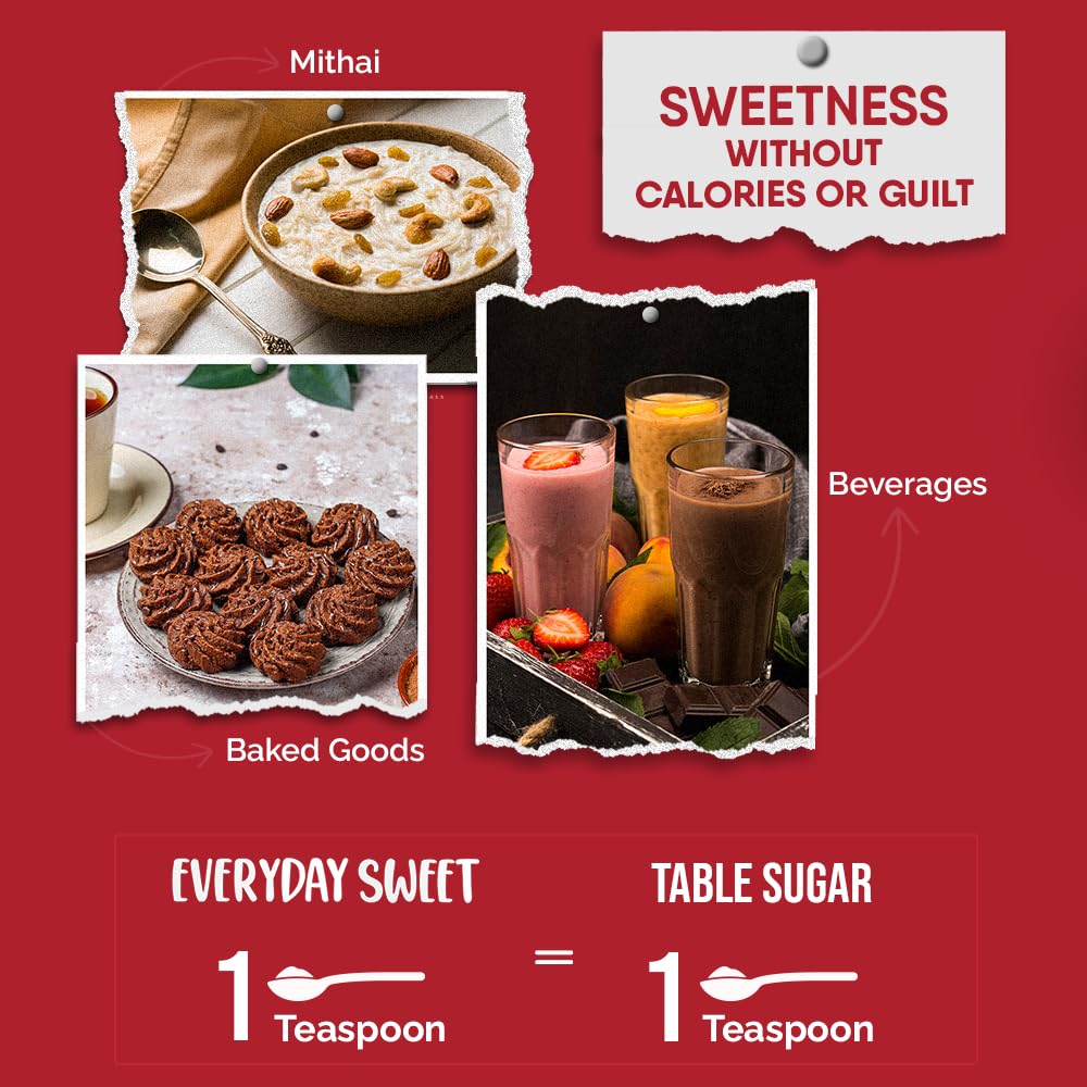 TruNativ Everyday Sweet| Natural 1:1 Sugar Replacer | Monk Fruit Extract | Natural Sweetener | Zero Calories - Zero Carb - Diabetic Friendly - Keto Friendly | Cook Bake Blend - No Aftertaste | 150g