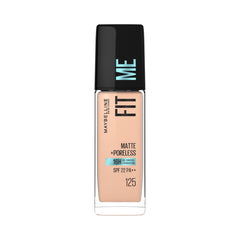 Maybelline New York Fit Me Matte + Poreless Liquid Foundation, pore minimising Foundation, lightweight formula suitable for daily use, Matte Finish Foundation for Indian Skin - 125 Nude Beige, 30 ml