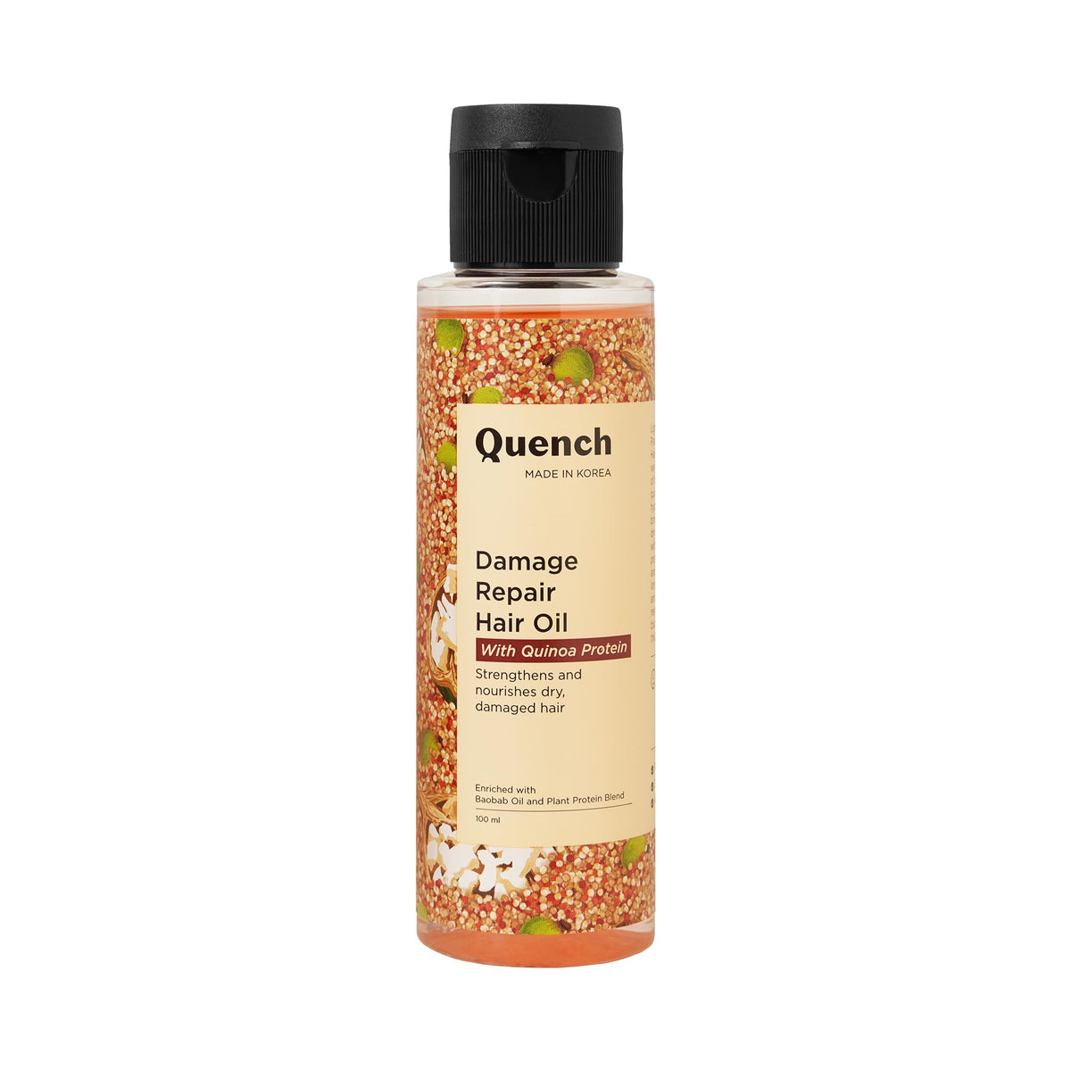 Quench Damage Repair Hair Oil with Quinoa Protein & Ceramides for Dull, Dry & Damaged Hair | Deeply Nourishes | Strengthens Brittle Hair | Made in Korea (100Ml)