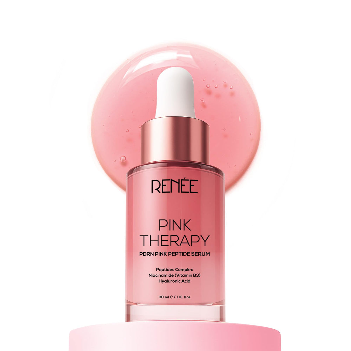 RENEE Pink Therapy PDRN Pink Peptide Face Serum For Glowing, Radiant Skin | Hydrates, Boosts Collagen, Evens Skin Tone | Hyaluronic Acid & Niacinamide Infused | 30 ml