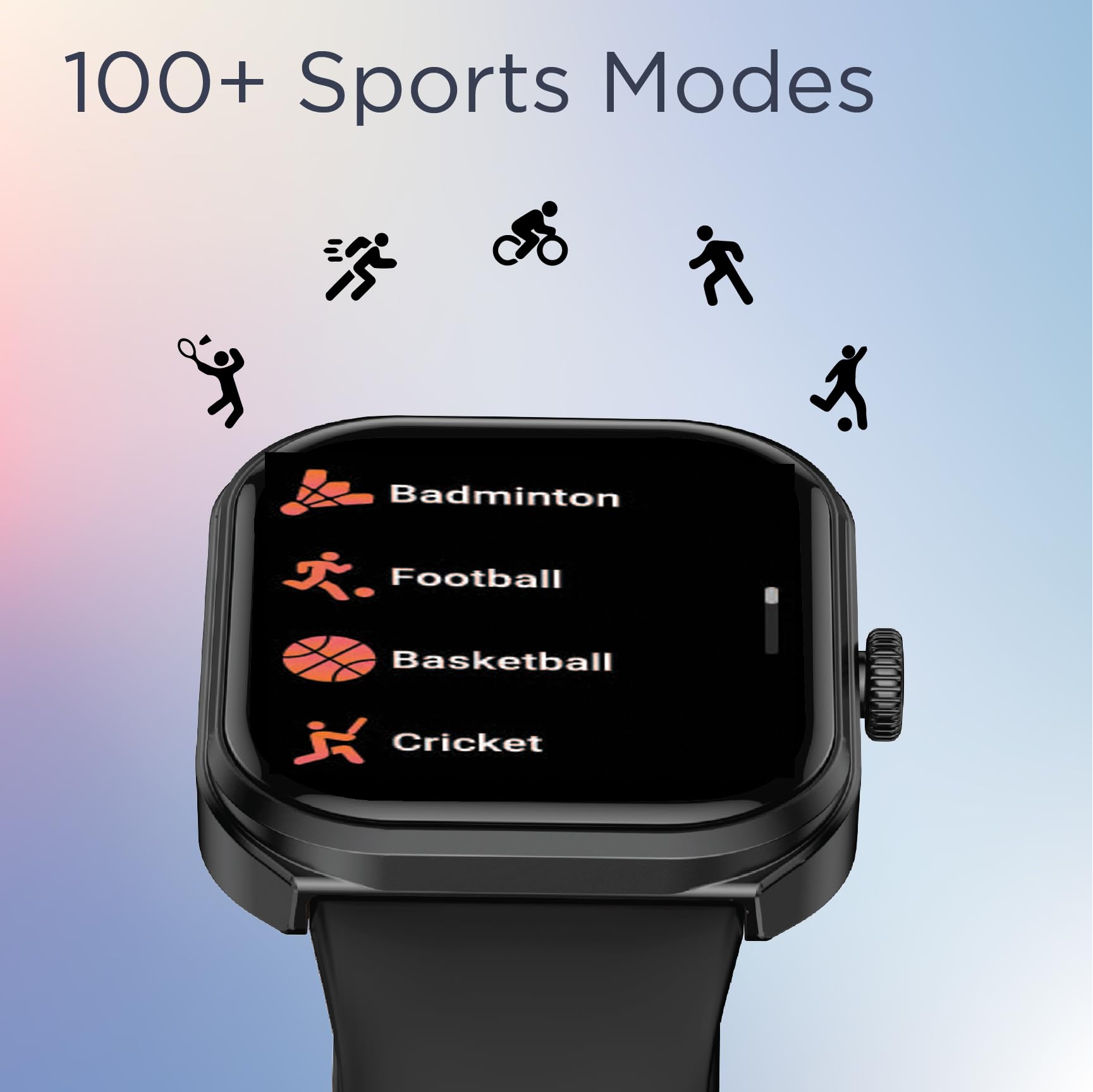 Titan Fastrack Limitless FS2+ Smart Watch, 2.01" UltraVU Display, Functional Crown, SingleSync BT Calling, 110+ Sports Modes, 200+ Smartwatch Faces, Upto 7 Day Battery, AI Voice Assistant (Black)