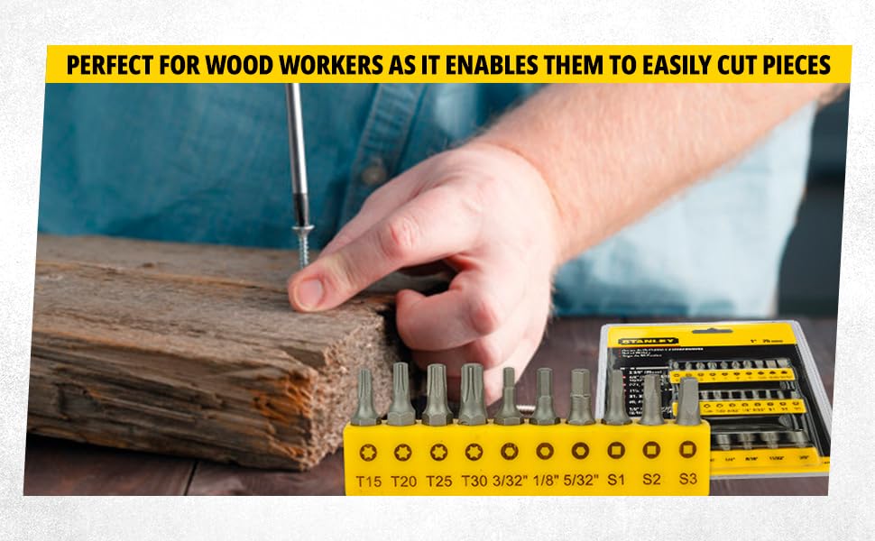 STANLEY 68-071-23 26-Piece Insert-Bit Chrome-Vanadium Screwdriver Set for Home, DIY, Professional & Industrial Use Ideal for Carpentry, Mechanical, Electrical & Plumbing Tasks, YELLOW & BLACK