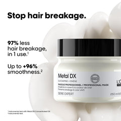 L’Oréal Professionnel Metal DX Anti Breakage Hair Mask| Professional Mask for Less Breakage, 97% less hair breakage in 1 use | With Glicoamine | For Men & Women, 250ml