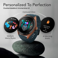 Titan Crest 2.0 Smart Watch for Man & Women, 1.43" AMOLED Display, Silicone Strap, BT Calling, Tailored Activity Tracker, 100+ Sports Modes, Fast Charging, Smart Watches for Women Latest & Men (Teal)