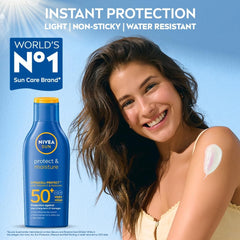 NIVEA Sun Protect And Normal Moisture 125Ml Spf 50 Advanced Sunscreen For Instant Protection| Pa+++ Uva - Uvb Protection System| Vitamin E + Moisture| Very Water Resistant| For Men & Women