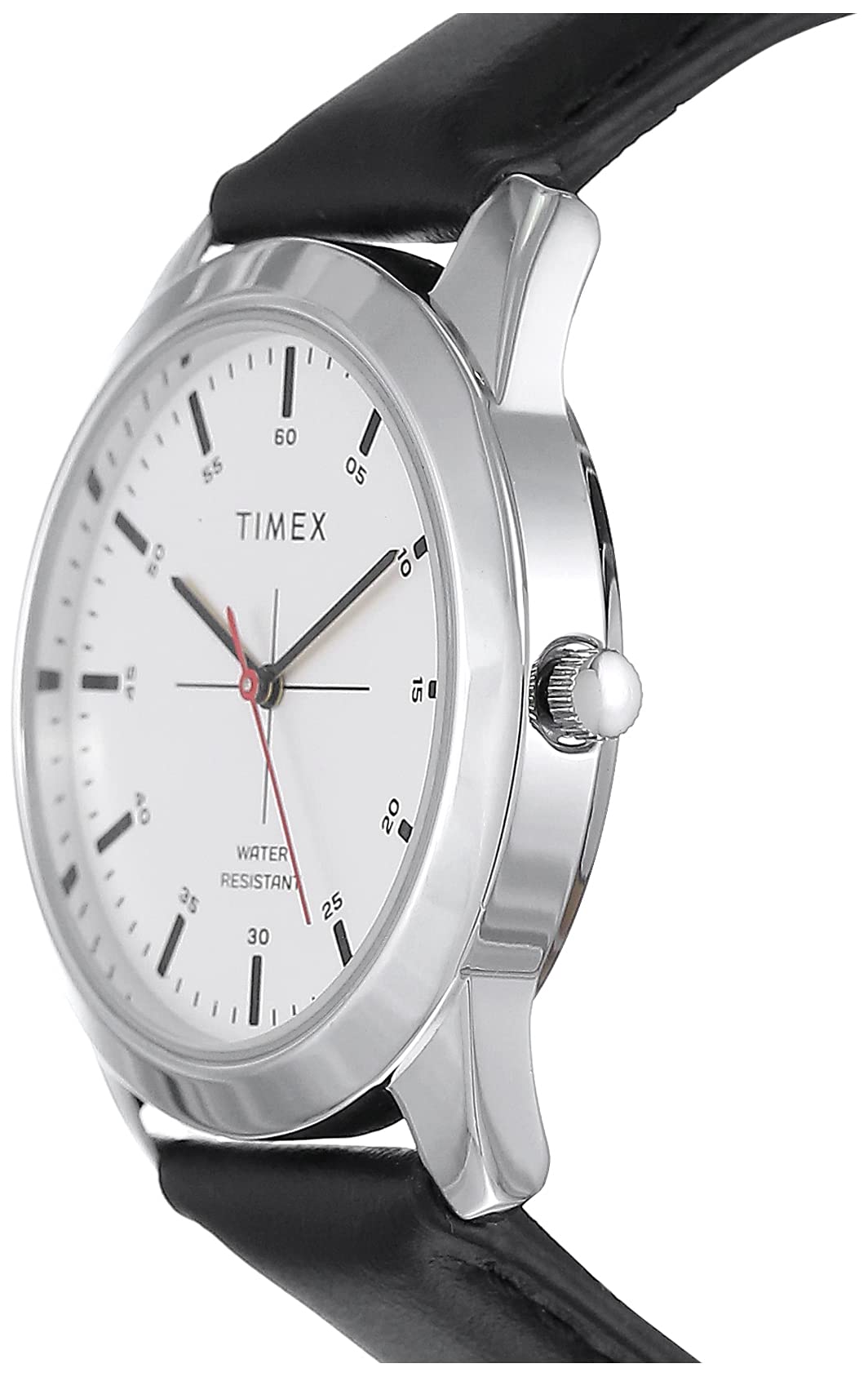 TIMEX Classics Analog Watch for Man with Silver Round Dial & Black Leather Strap Band Water Resistant Men's Wrist Watches - TW00ZR260E