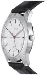 TIMEX Classics Analog Watch for Man with Silver Round Dial & Black Leather Strap Band Water Resistant Men's Wrist Watches - TW00ZR260E