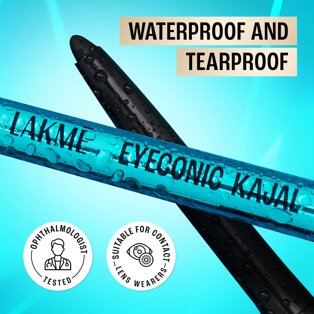 Lakme 9-5 Eyeconic Kajal, Classic Brown, Smudgeproof and Waterproof that lasts upto 24H, for 2x dark pigment, 0.35g