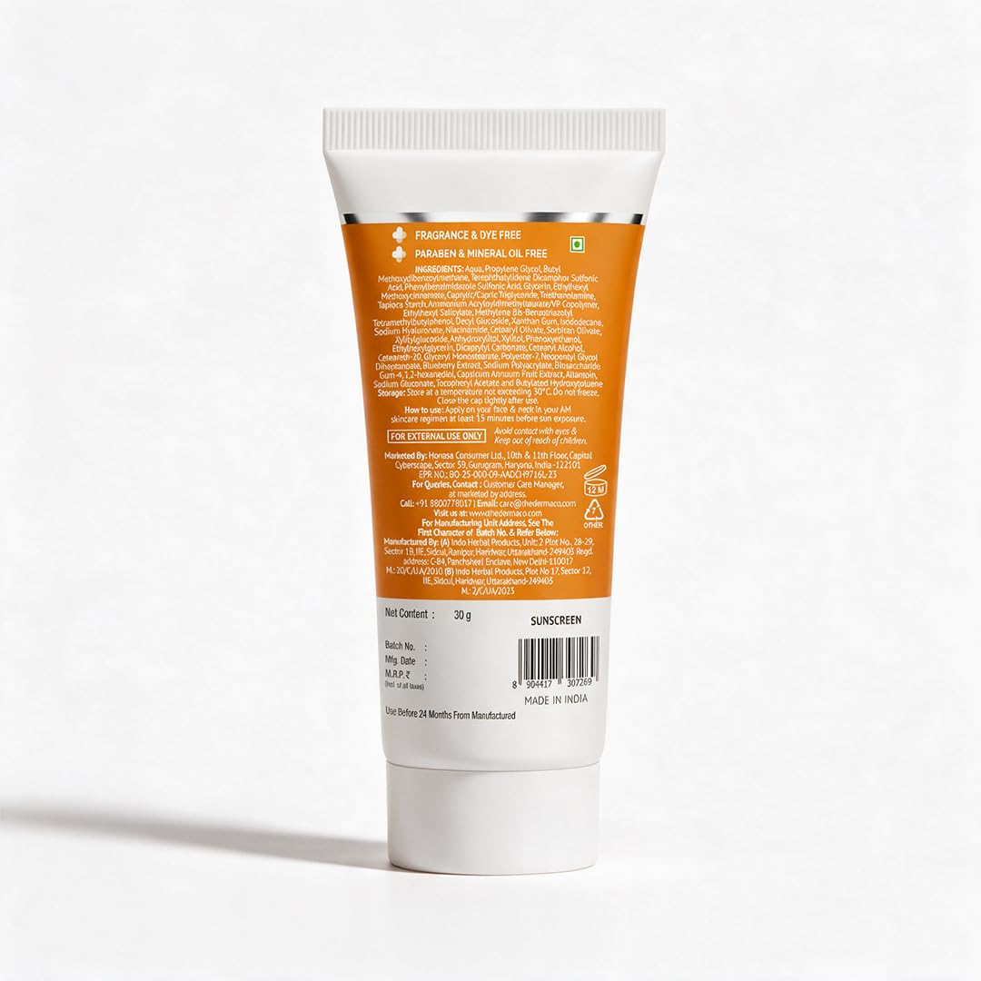 The Derma Co 1% Hyaluronic Sunscreen Aqua Gel SPF 50 PA++++ | Hydrating, Lightweight & Non-Greasy | No White Cast | Broad Spectrum & Blue Light Protection | PPD-39 | 30 g