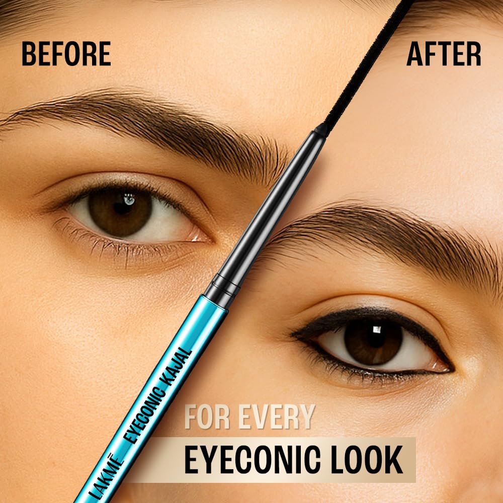 Lakme 9-5 Eyeconic Kajal, Classic Brown, Smudgeproof and Waterproof that lasts upto 24H, for 2x dark pigment, 0.35g