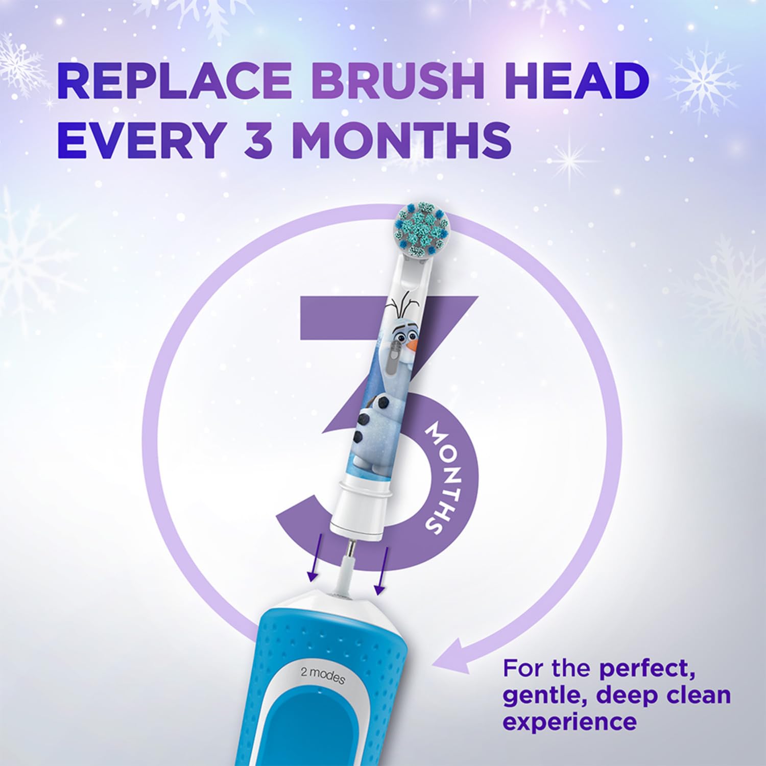 Oral B ORIGINAL Kids Rechargeable Electric Toothbrush Soft Replacement Brush Heads [10X POWERFUL THAN COMPATIBLE PRODUCTS], Frozen Characters, 2 Refills, Deep clean between teeth