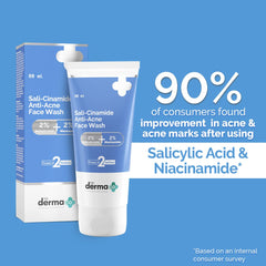 The Derma Co Sali-Cinamide Anti-Acne Face Wash | With 2% Salicylic Acid & 2% Niacinamide I Treats Active Acne & Fades Acne Marks I For Oily & Combination Skin I Power of 2 Actives | 80 ml