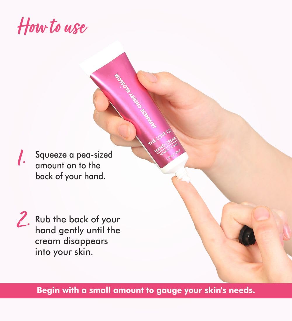 The Love Co Japanese Cherry Blossom Hand Cream | Ultra Moisturizing With Shea Butter | Non-Greasy & Lightweight | | Travel Friendly | 30g