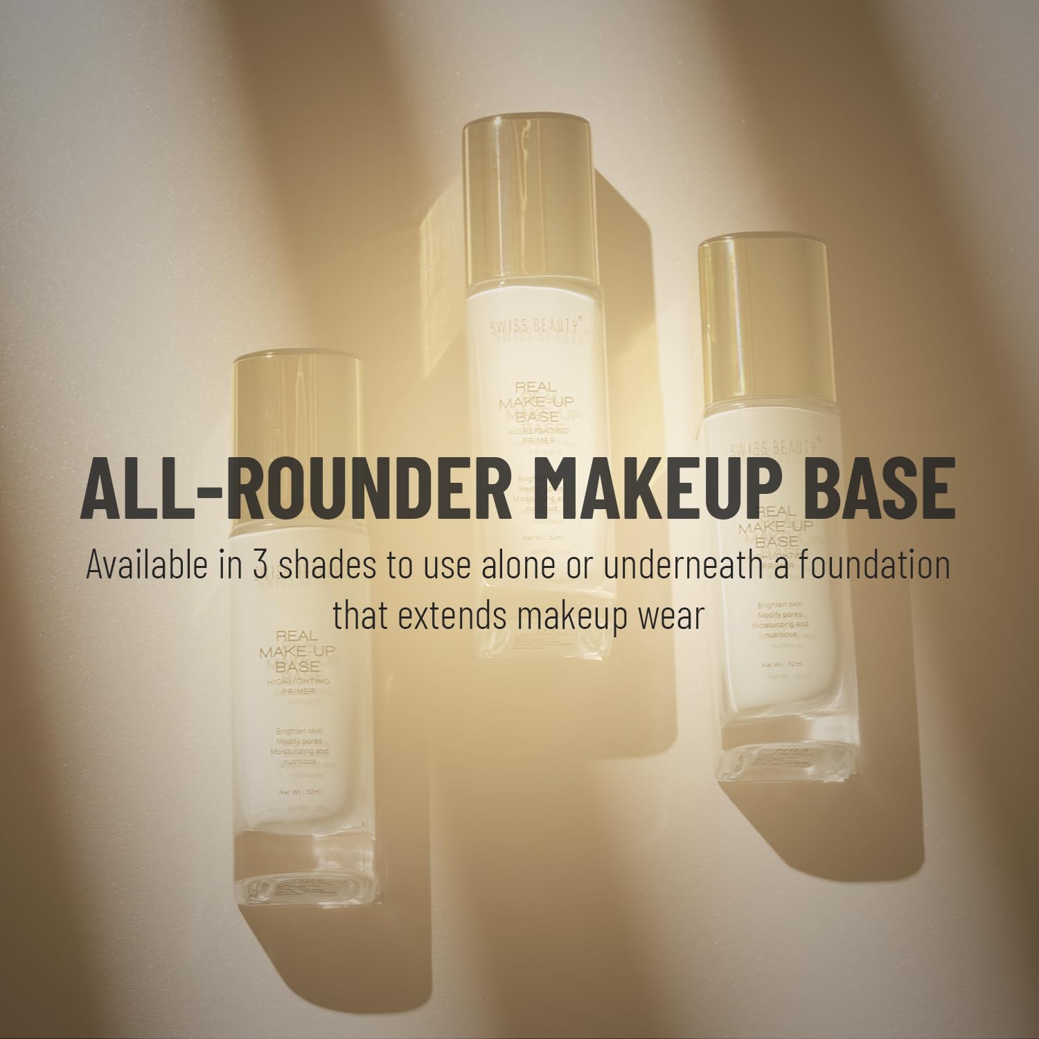 Swiss Beauty Real Makeup Base Highlighting Primer | Skin-Hydrating Poreless Primer With Natural Glow Finish For Face Makeup | Shade - 03 Pink Tint, 32Ml