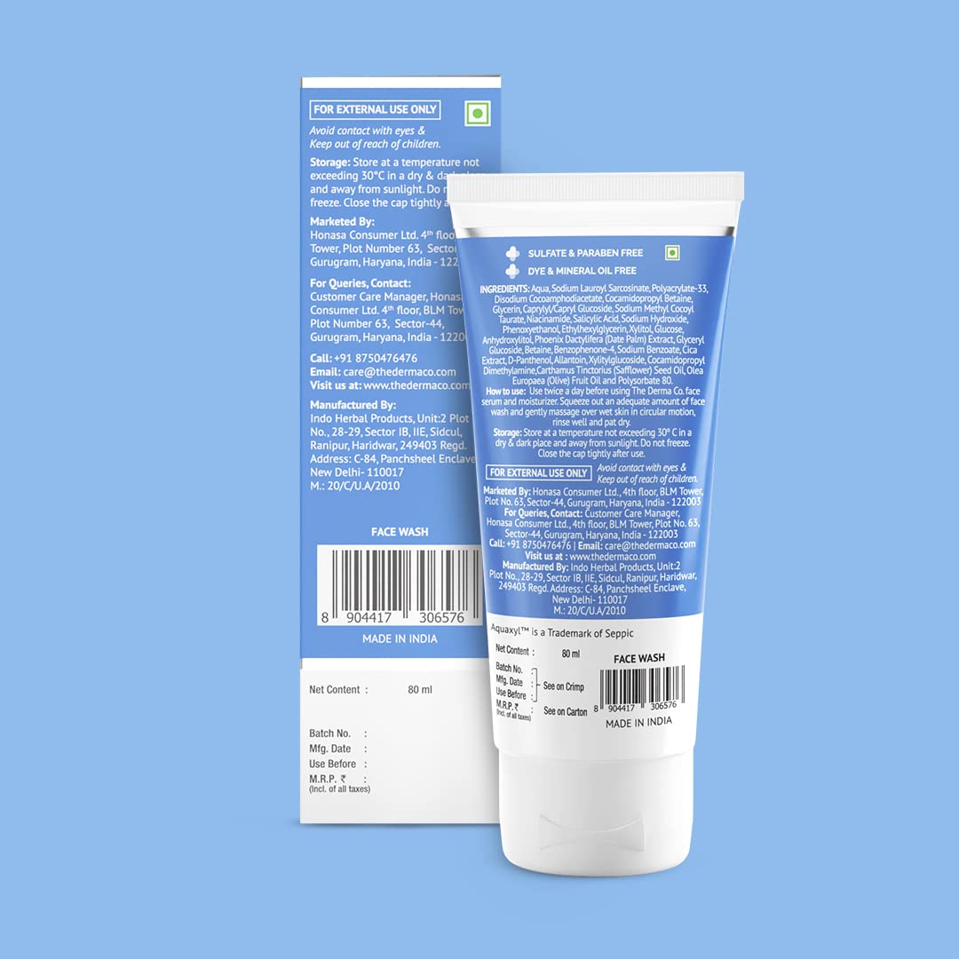 The Derma Co Sali-Cinamide Anti-Acne Face Wash | With 2% Salicylic Acid & 2% Niacinamide I Treats Active Acne & Fades Acne Marks I For Oily & Combination Skin I Power of 2 Actives | 80 ml