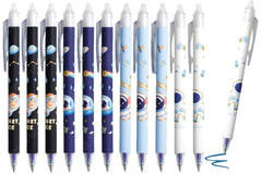 FunBlast Erasable Gel Pens – Pack of 12 Pcs Space Theme Gel Pen with 0.5mm Tip, Smooth Writing Erasable Pens with Magic Eraser for School, Office & Home Use