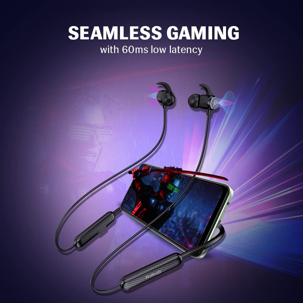 Probuds N31 BT in-ear Neckband (Panther Black, 45+ hrs Playtime, ENC, Fast Charge, IPX6 Rating, 10 mm Drivers, BT V5.3 Pro Game Mode (60ms Low Latency), and Dual Device Pairing) - Wireless Accessory from Lava - Shop in Sri Lanka at Arcade.lk