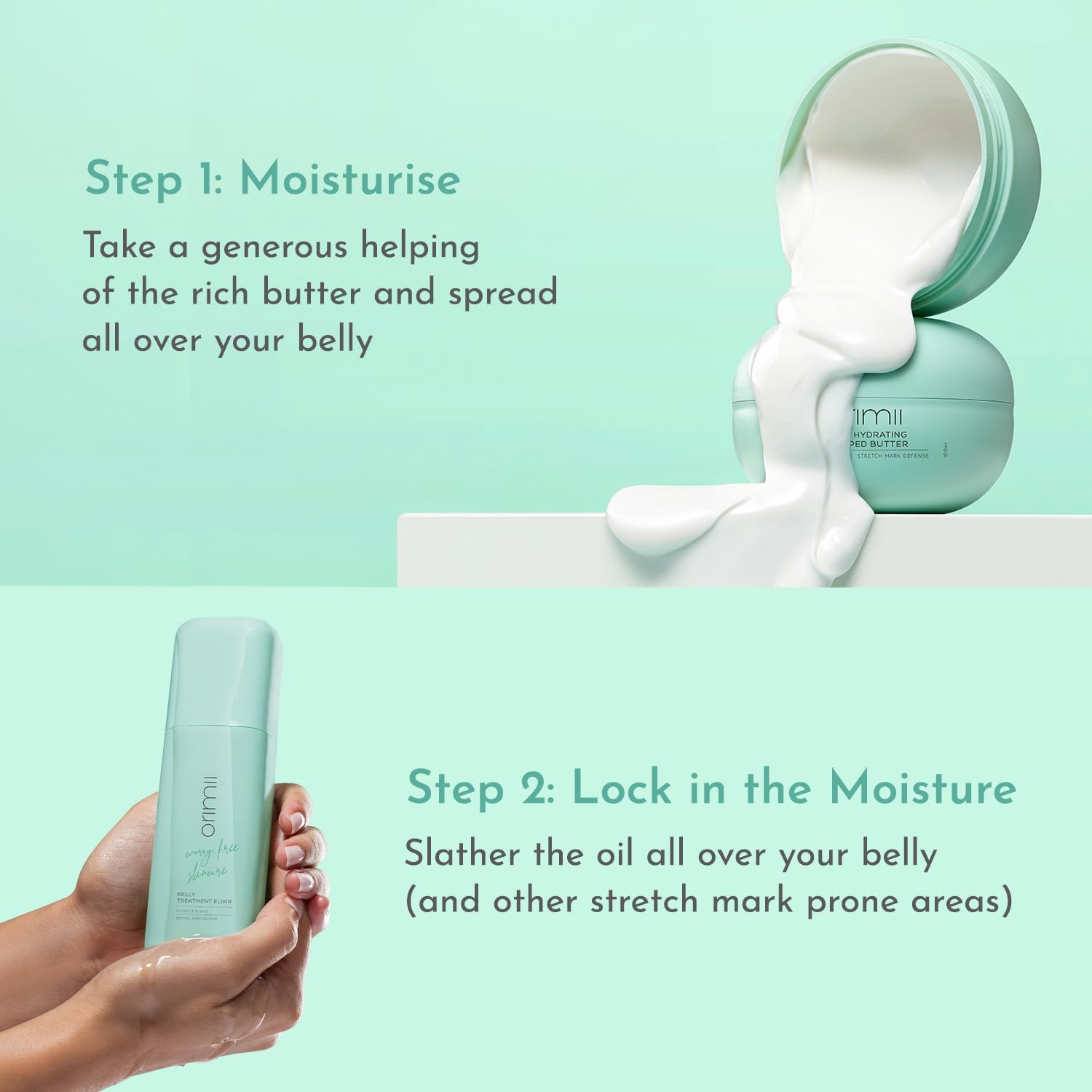 Orimii Happy Belly Stretch Marks Removal & Defence Regime For New & Expecting Mothers | Bump Body Butter & Belly Oil Combo For Hydration & Moisturization | Essential Combo For New Moms