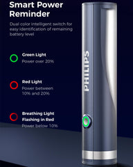 PHILIPS Portable Torch Light with Camping Light, 400LM LED Flashlight Rechargeable, 4 Lighting Mode, 150M Coverage, Anti-Drop Handheld Flash Light for Home, Camping, Hiking, Emergency（Gray）