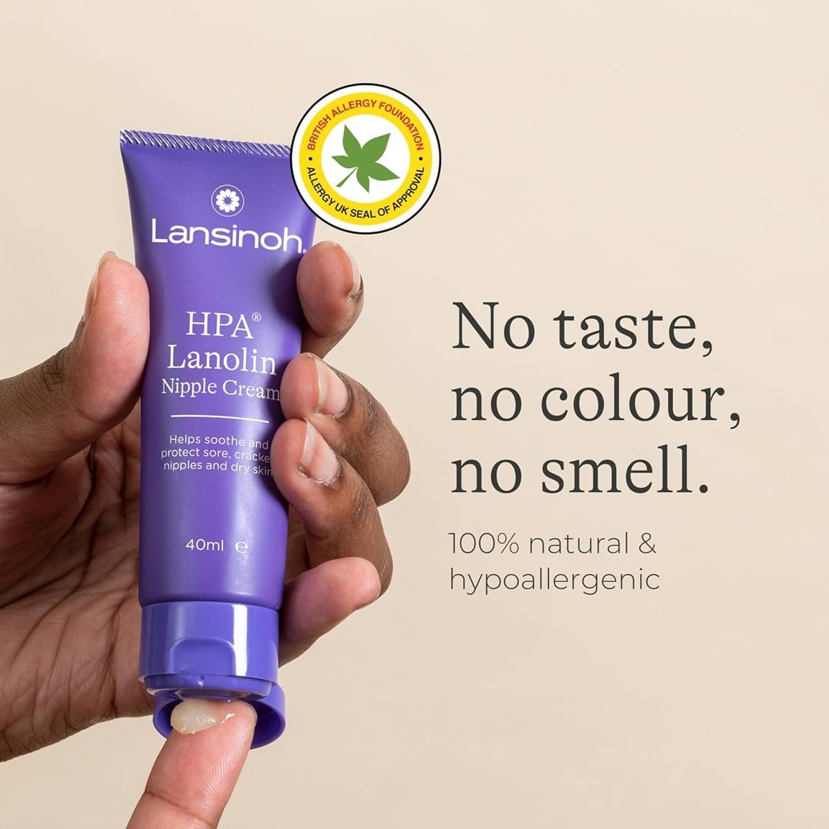Lansinoh Nipple Cream For Cracked, Dry and Sore Nipples, Breast Feeding Moms, 100% Natural Origin HPA Lanolin, Soothing, Tasteless & Odourless, Clinically Tested, Safe For Baby, 40ml
